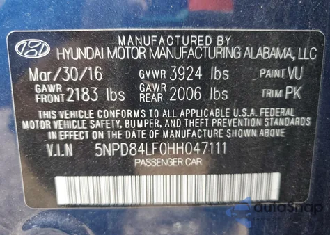 2017 Hyundai Elantra Se из США, поврежденный, VIN 5NPD84LF0HH047111